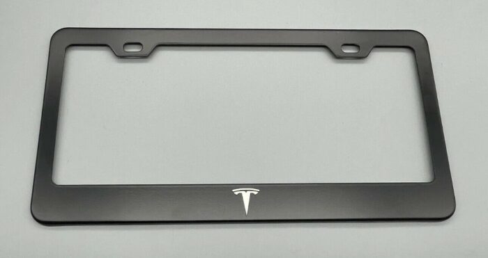 Tesla Logo Laser Engraved License Plate Frame Stainless Steel Rust Free